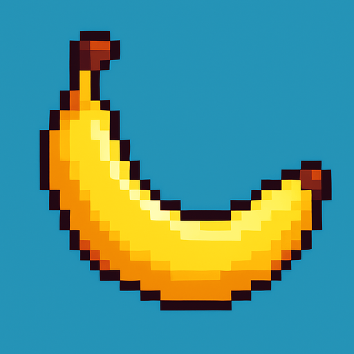 a pixel art of a banana.
In-Game asset.  2d.  High contrast.  No shadows