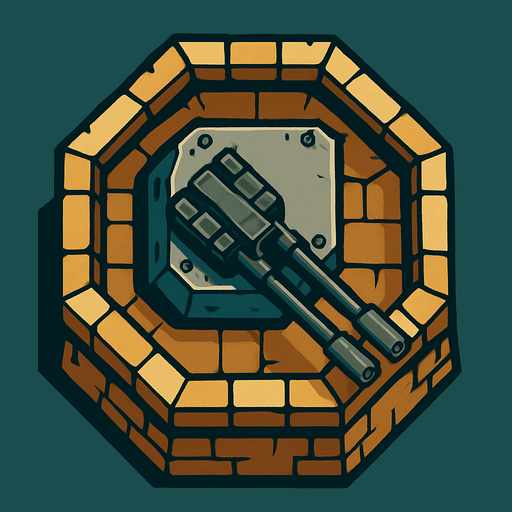 kuş bakışı silahlı kule..
In-Game asset.  2d.  High contrast.  No shadows