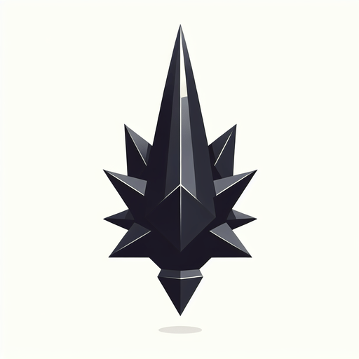 black spike.
Single Game Texture. In-Game asset. 2d. Blank background. High contrast. No shadows.