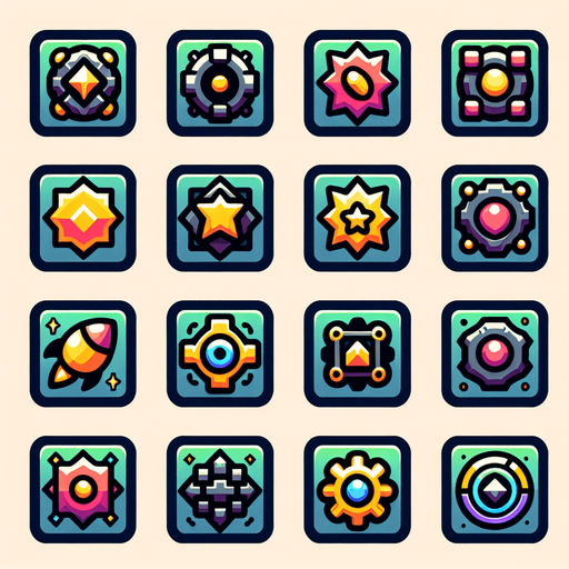 Power ups.
Single Game Texture. In-Game asset. 2d. Blank background. High contrast. No shadows.