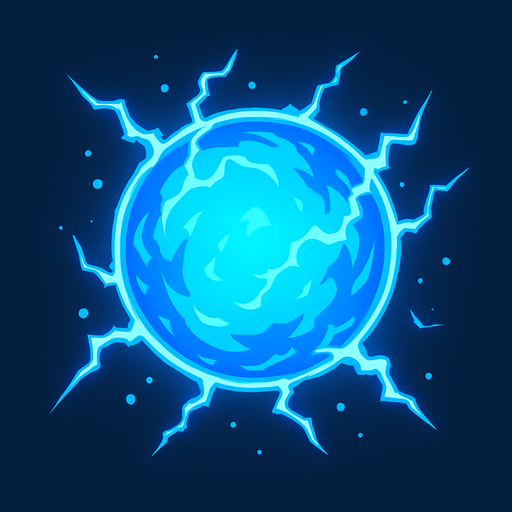 a blue energy ball.
In-Game asset.  2d.  High contrast.  No shadows