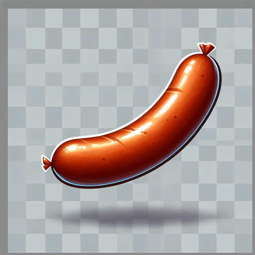 A crook sausage.
Single Game Texture. In-Game asset. 2d. Blank background. High contrast. No shadows.