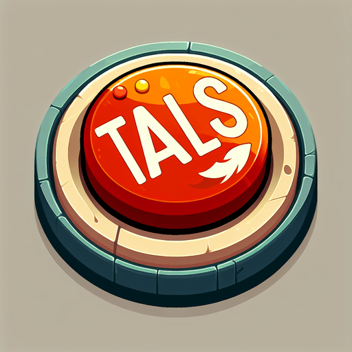 a button saying 'tails'.
In-Game asset. 2d. Blank background. High contrast.