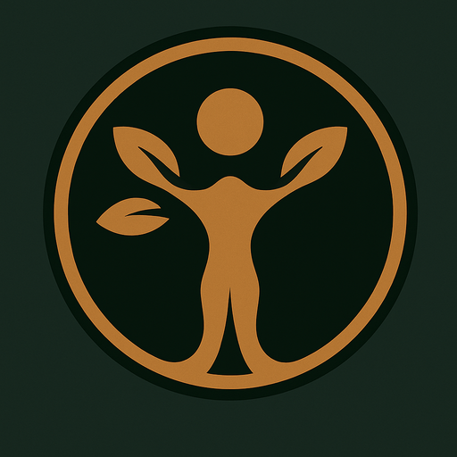 El símbolo de Gaia, sin texto, color verde y café