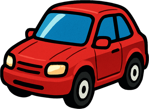 Red car.
In-Game asset.  2d.  High contrast.  No shadows