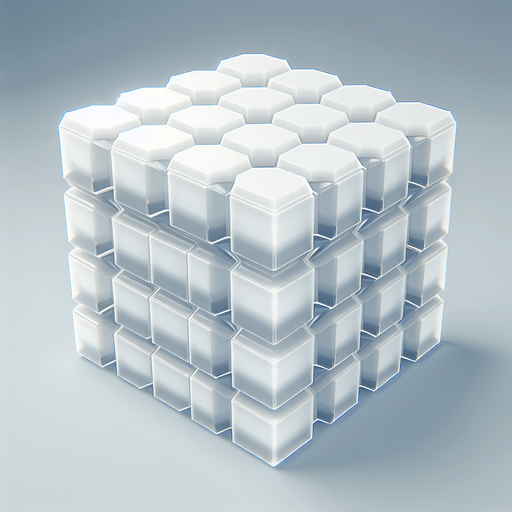single simple empty white hexagon tile made with transparent gelly.
Front view. Modern game style