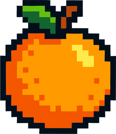 8 bit orange.
In-Game asset.  2d.  High contrast.  No shadows