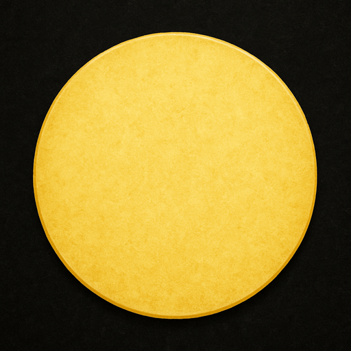 Un círculo amarillo claro realista.
In-Game asset.  2d.  High contrast.  No shadows. Realista