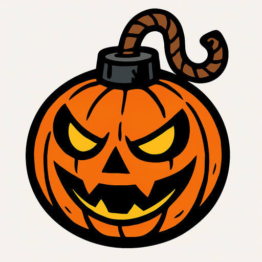pumkin bomb.
In-Game asset.  2d.  High contrast.  No shadows