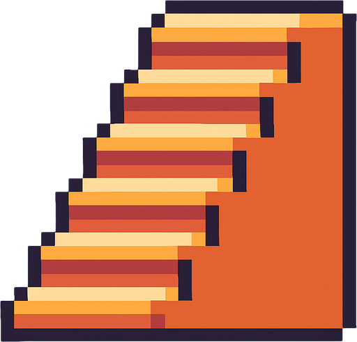 Escalera pixart.
In-Game asset.  2d.  High contrast.  No shadows