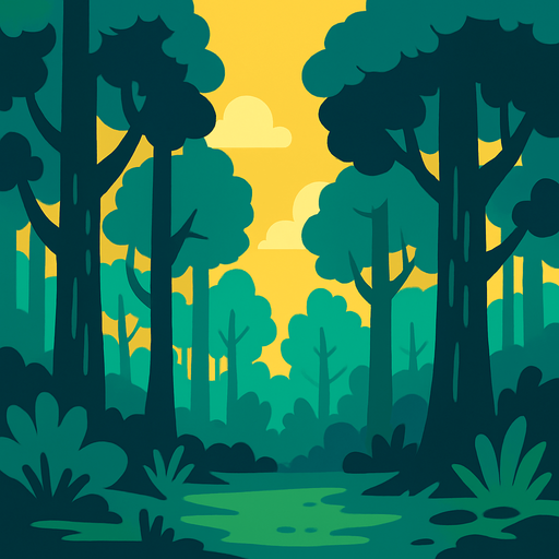 Fond d'écran forêt.
In-Game asset.  2d.  High contrast.  No shadows