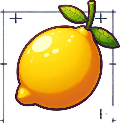 lemon fruit cartoon style.
Single Game Texture.  In-Game asset.  2d.  Blank background.  High contrast.  No shadows