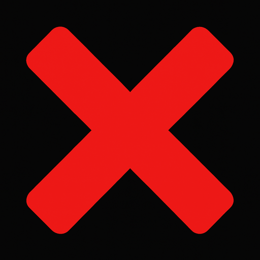 red X.
In-Game asset.  2d.  High contrast.  No shadows