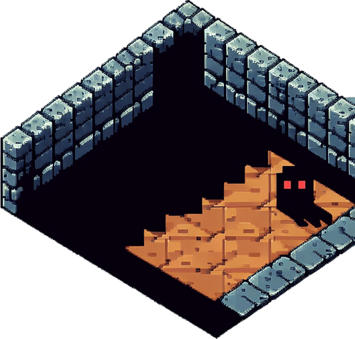 Crea un enemigo de estilo dungeon pixelado.
Single Game Texture.  In-Game asset.  2d.  Blank background.  High contrast.  No shadows