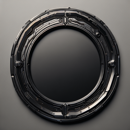 metalic oval border with bevel.
Black. Electronic style. empty inside. no background