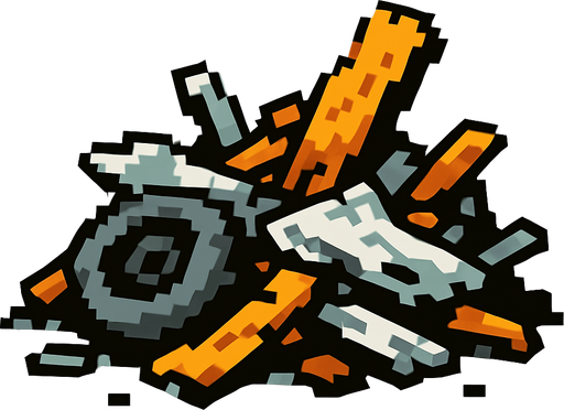 Pixel scrap.
In-Game asset.  2d.  High contrast.  No shadows. Pixel