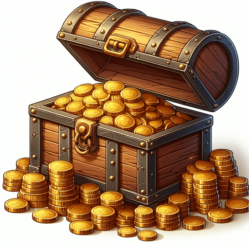 Treasure chest, like kept by the pirates with gold inside.
Single Game Texture. In-Game asset. 2d. Blank background. High contrast. No shadows.