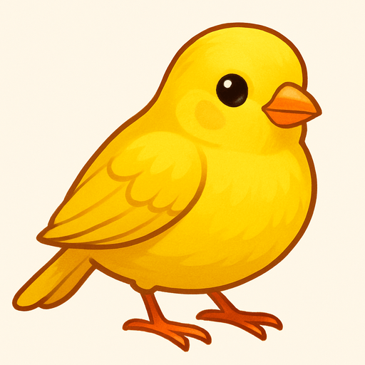 A very sweet yellow canary bird.
In-Game asset.  2d.  High contrast.  No shadows