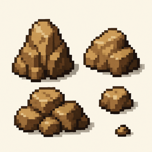 Generame rocas pixelar.
In-Game asset.  2d.  High contrast.  No shadows