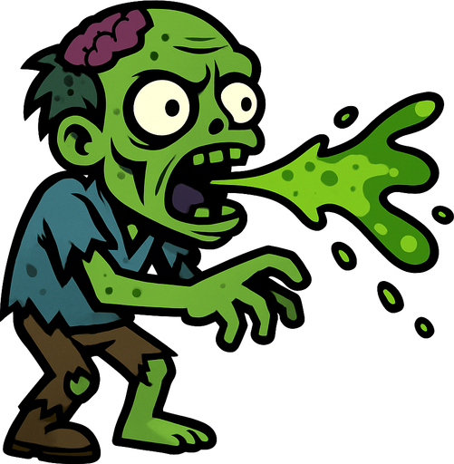 2D. Ranged zombie. attacks with poisonous saliva.
In-Game asset.  2d.  High contrast.  No shadows