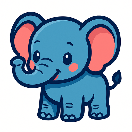 Cute elephant.
In-Game asset.  2d.  High contrast.  No shadows