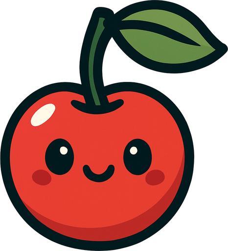 Cherry with cute face.
In-Game asset.  2d.  High contrast.  No shadows