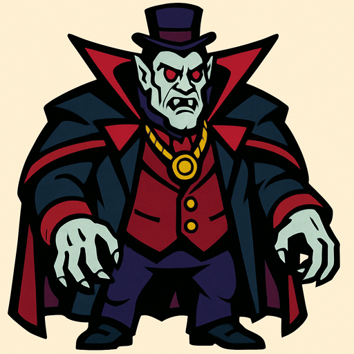big dracula baron.
In-Game asset.  2d.  High contrast.  No shadows