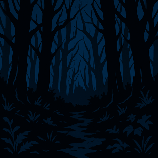 Dark forrest.
In-Game asset.  2d.  High contrast.  No shadows