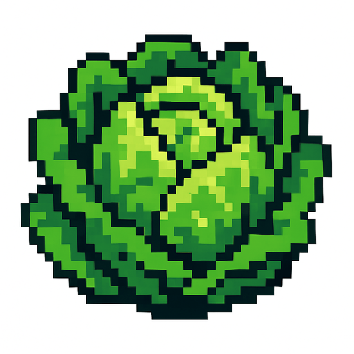 lechuga de pixeles.
In-Game asset.  2d.  High contrast.  No shadows