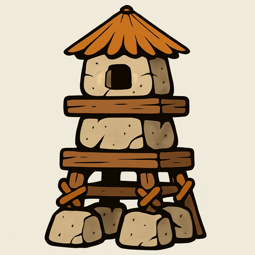 Taş devri Kule.
In-Game asset.  2d.  High contrast.  No shadows