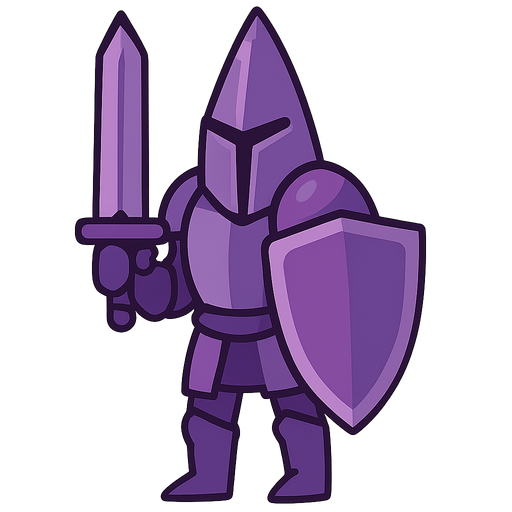 amethyst knight. No background. Transparent background. Blank background. No shadows. 2d. In-Game asset. flat