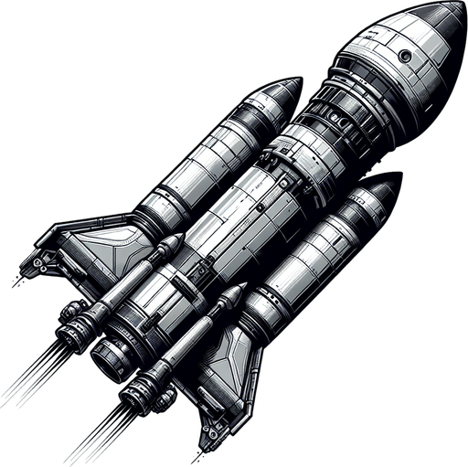 a spacex starshiip rocket.
Single Game Texture. In-Game asset. 2d. Blank background. High contrast. No shadows.