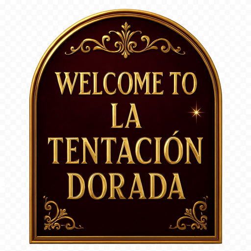 Crea un asset visual para un banner de bienvenida arqueado de casino de lujo.

Diseño:

Forma de arco elegante.

Texto central: 'WELCOME TO LA TENTACIÓN DORADA' (o 'WELCOME, HIGH ROLLER').

Tipografía de casino elegante, mayúsculas.

Fondo del arco: Negro, rojo burdeos o azul medianoche profundo (pulido/terciopelo).

Texto y borde: Dorado o plateado brillante (metálico).

Detalles: Filigranas doradas sutiles, brillos.

Efecto: Ligero relieve y resplandor.

Fondo transparente.

Objetivo: Bienvenida opulenta y exclusiva..
In-Game asset.  2d.  High contrast.  No shadows