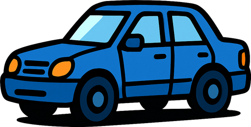 Mavi Bir araba.
In-Game asset.  2d.  High contrast.  No shadows
