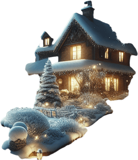 Photorealistic wonderfull Snowy winter garden at night