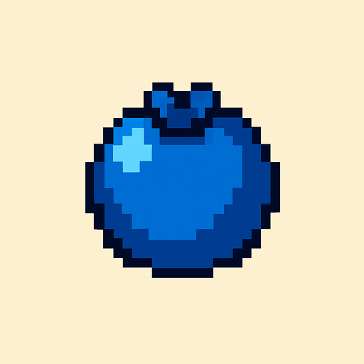 Make me a blue berry 2d pixel.
In-Game asset.  2d.  High contrast.  No shadows