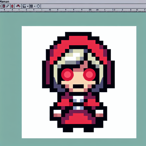 16 bit sprite of a red eye mother christmas Single Game Texture. In-Game asset. 2d. Blank background. High contrast. No shadows.