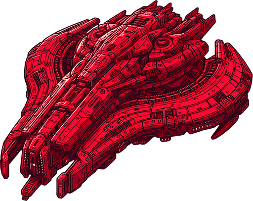 Evil alien spaceship red.
Single Game Texture.  In-Game asset.  2d.  Blank background.  High contrast.  No shadows