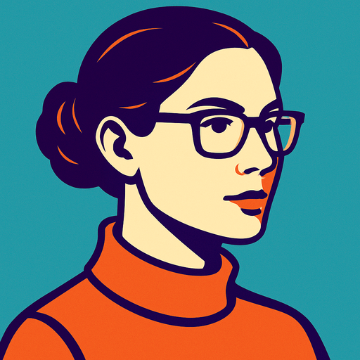 an intellectual woman's profile photo.
In-Game asset.  2d.  High contrast.  No shadows