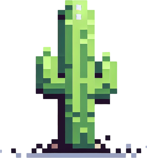 cactus , 2d, pixel art.
Single Game Texture. In-Game asset. 2d. Blank background. High contrast. No shadows.