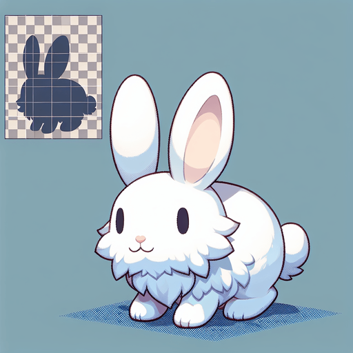Rabbit.
Single Game Texture.  In-Game asset.  2d.  Blank background.  No shadows