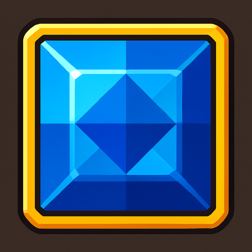 Blue gem square.
In-Game asset.  2d.  High contrast.  No shadows