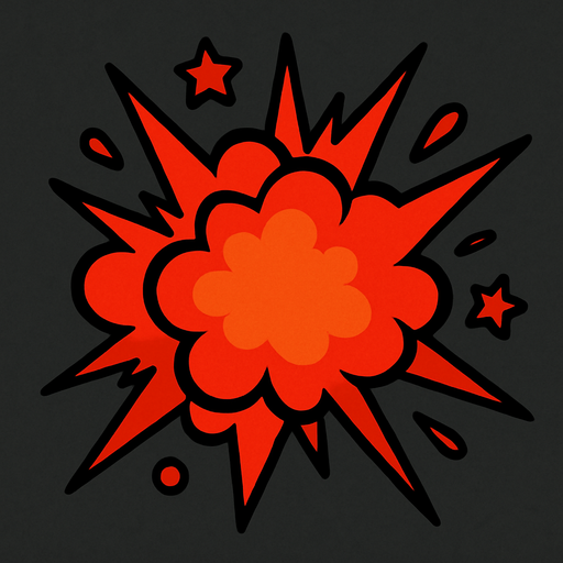 red explosion.
In-Game asset.  2d.  High contrast.  No shadows