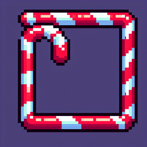 8-bit, cartoon. x-mas candy can frame. high contrast. simple. Single Game Texture. In-Game asset. 2d. Blank background. High contrast. No shadows.