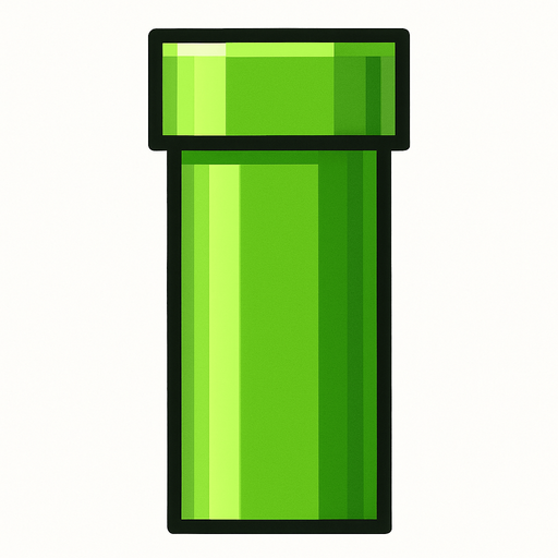 Flappy Bird Oyunundaki boru.
In-Game asset.  2d.  High contrast.  No shadows