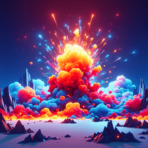 Explosion in 2d game.
Single Game Texture. In-Game asset. 2d. Blank background. High contrast. No shadows.