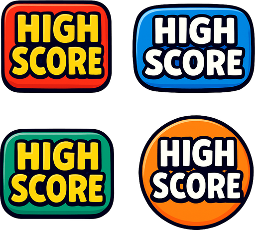 Pack of High score button.
In-Game asset.  2d.  High contrast.  No shadows