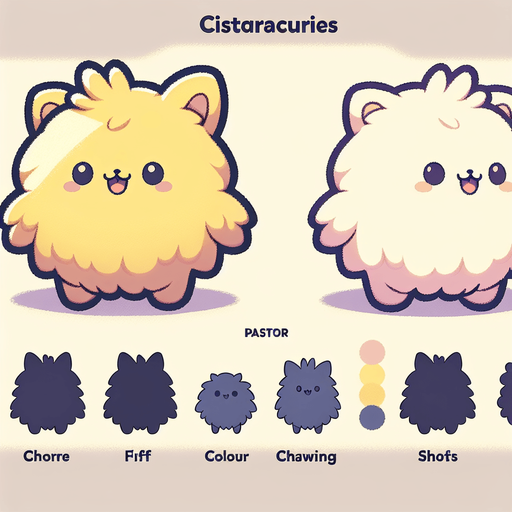 a yellow furry cuddly ball of fur. little feet. No ears. cute happy face. Cartoon style. Cute art style. Simple vector style. Pastel colors, flat shaded, vector art. Single Game Texture. In-Game asset. 2d. Blank background. High contrast. No shadows