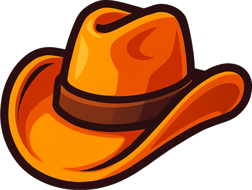 sombrero de vaquero de color naranja.
In-Game asset.  2d.  High contrast.  No shadows
