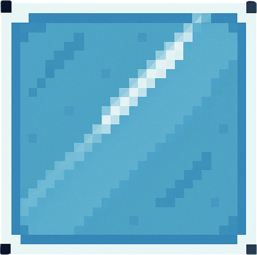 Make a 2D top down pixelated flat image of glass.
In-Game asset.  2d.  High contrast.  No shadows